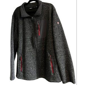SWISS TECH Mens 2XL 2XG (50-52) Zippered Black & Gray Fleece Jacket NWOT